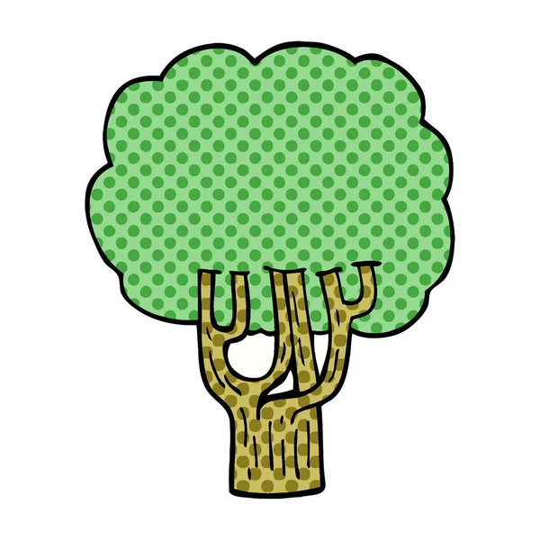 Desenho Animado Doodle Árvore Florescendo — Vetor de Stock