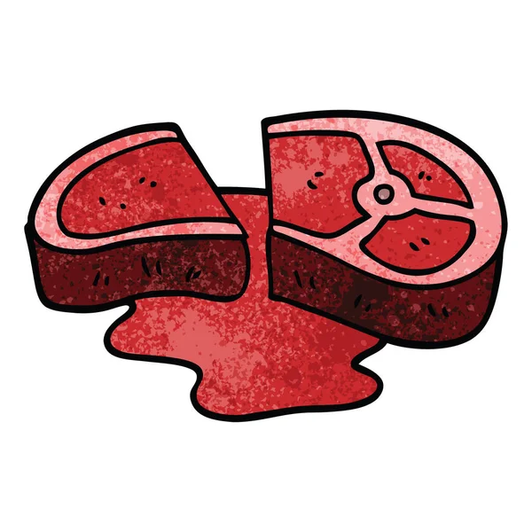 Kreslený Doodle Krvavý Steak — Stockový vektor