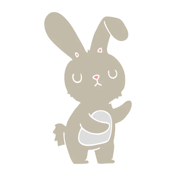 Lindo Conejo Dibujos Animados Color Plano Estilo — Vector de stock