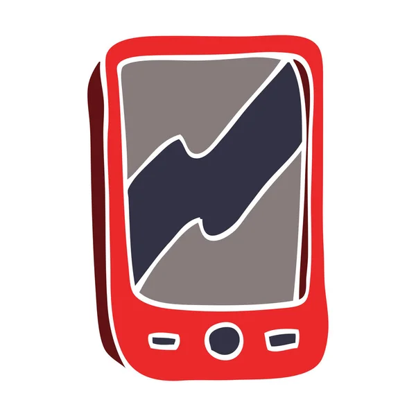Cartoon Doodle Červený Mobilní Telefon — Stockový vektor