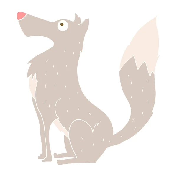 Ilustración Color Plano Lobo — Vector de stock