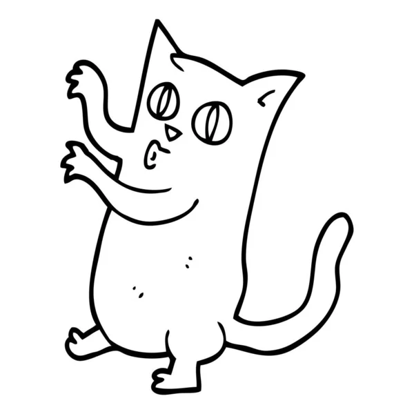 Kreslení Čar Kreslených Strašidelné Černá Kočka — Stockový vektor