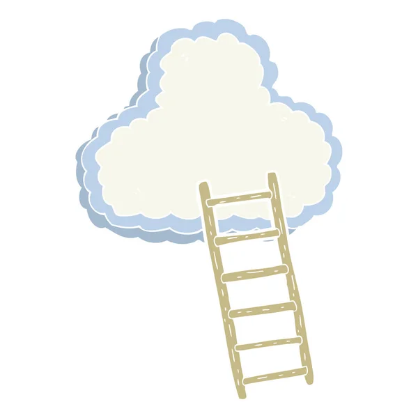 Flat Color Illustration Ladder Heaven — Stock Vector
