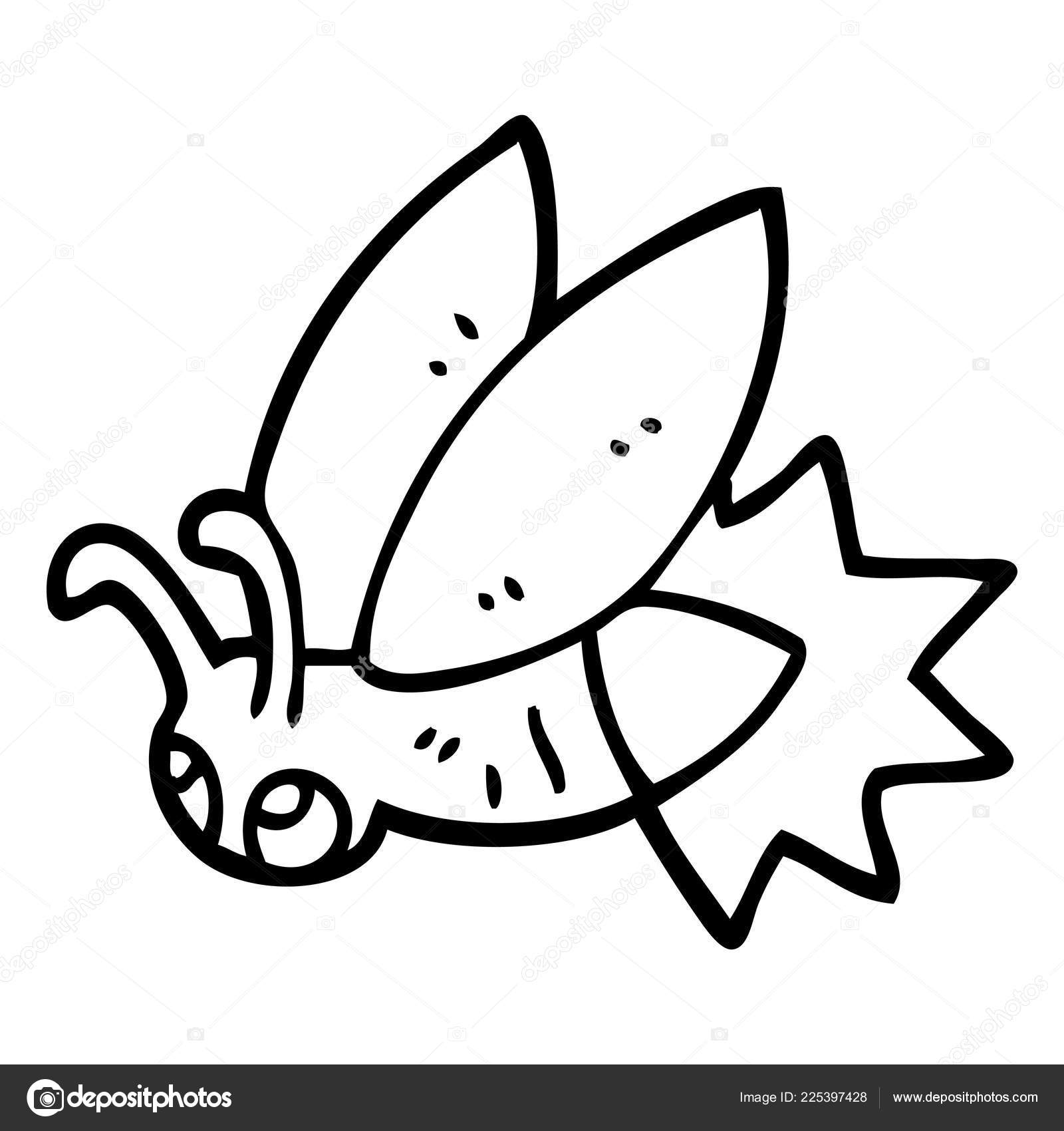 Line Drawing Cartoon Lightning Bug Stock Vector by ©lineartestpilot