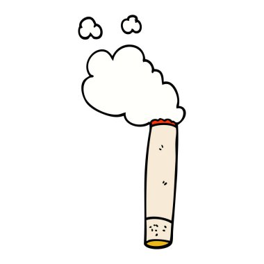 çizgi film beyaz arka plan üzerinde sigara doodle