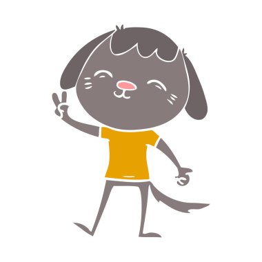 mutlu düz renk stil karikatür köpek