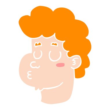 düz renk stil çizgi film erkek yüz