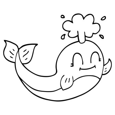 çizim karikatür mutlu bir balinanın