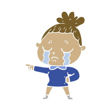 düz renk tarzı çizgi film Ağlayan kadın