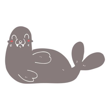 düz renk tarzı çizgi film mühür