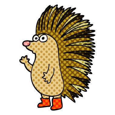 çizgi film doodle dikenli kirpi