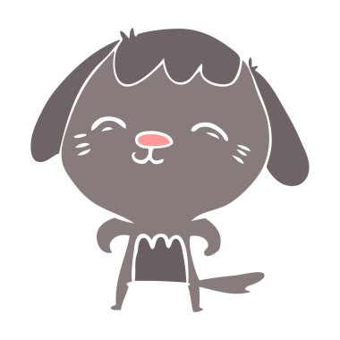 mutlu düz renk stil karikatür köpek