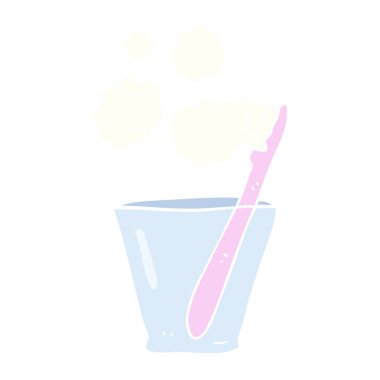 diş fırçası cam düz renkli çizimi