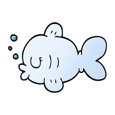 çizgi film doodle balık yüzme