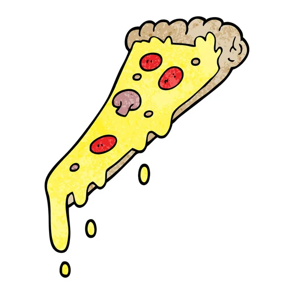 Rebanada Pizza Dibujos Animados Garabato — Vector de stock