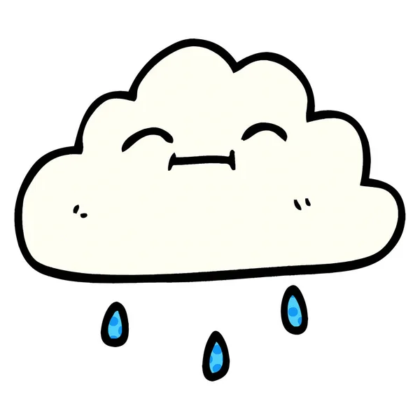 Cartoon Doodle Gelukkig Regen Wolk — Stockvector