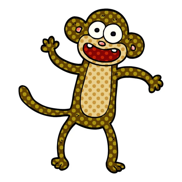 Cartoon Doodle Waving Monkey — Stock Vector