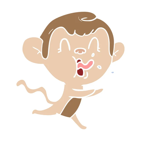 Crazy Flat Color Style Cartoon Monkey — Stock Vector
