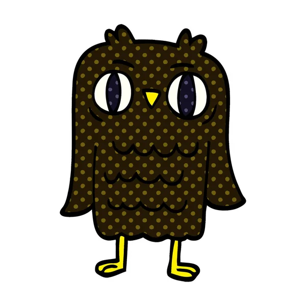 Cartoon Doodle Owl Vit Bakgrund — Stock vektor