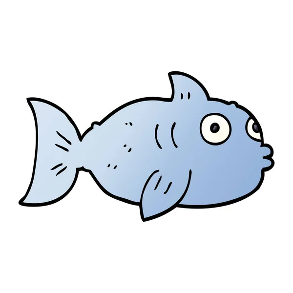 Dibujos Animados Garabato Pescado Sobre Fondo Blanco — Vector de stock