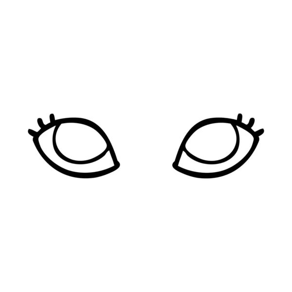 Línea Dibujo Dibujos Animados Ojos Grises — Vector de stock