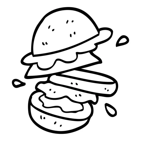 Linienzeichnung Cartoon Burger — Stockvektor