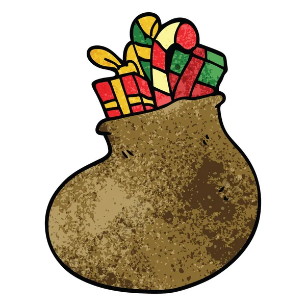 Bolsa Dibujos Animados Garabato Regalos Navidad — Vector de stock