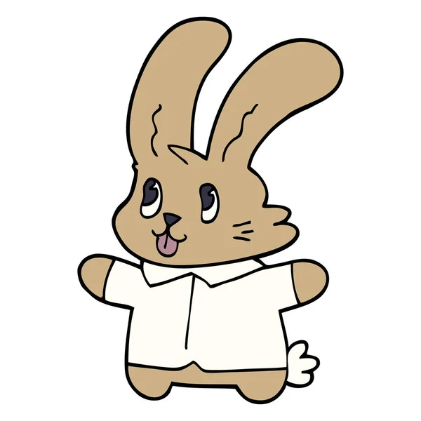 Dessin Animé Doodle Lapin Joyeux — Image vectorielle