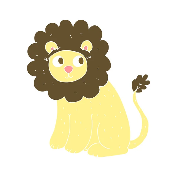 Εικονογράφηση Επίπεδη Χρώμα Χαριτωμένο Λιονταράκι — Διανυσματικό Αρχείο