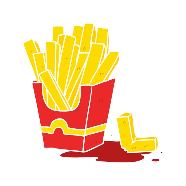 Flat Color Style Cartoon Fries — Stock Vector