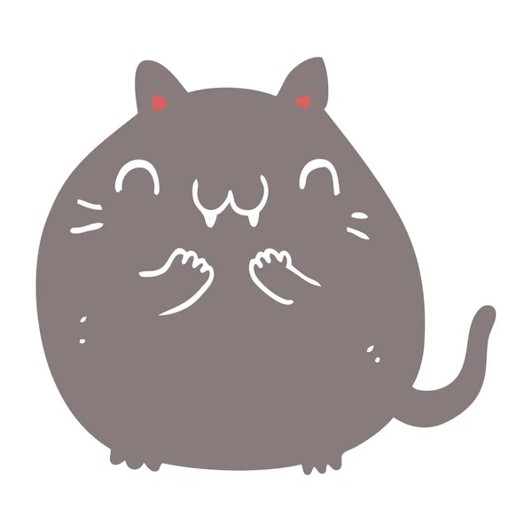 Χαρούμενος Επίπεδη Χρώμα Στυλ Κινούμενα Σχέδια Γάτας — Διανυσματικό Αρχείο