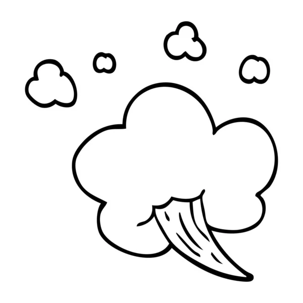 Linienzeichnung Karikatur Rauschende Wolke — Stockvektor