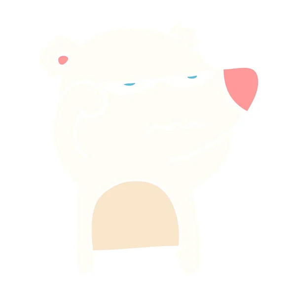 Arrabbiato Orso Polare Colore Piatto Stile Cartone Animato — Vettoriale Stock