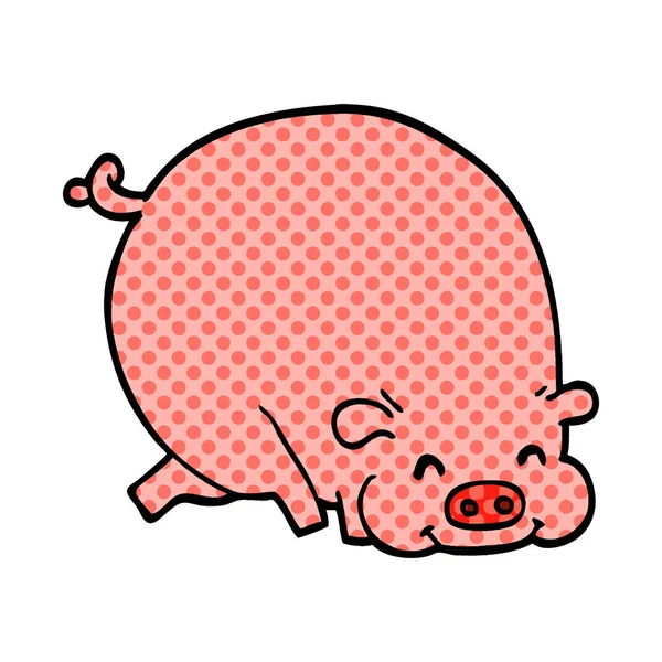 Zeichentrick Doodle Fettes Schwein — Stockvektor