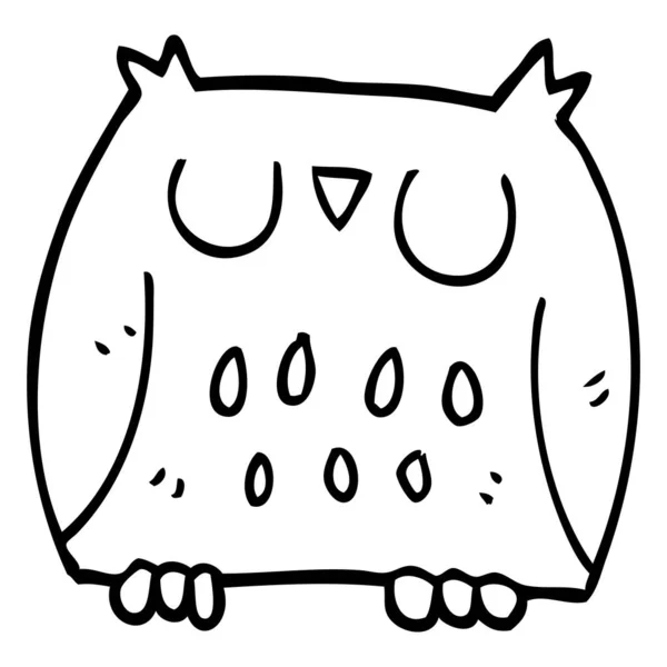 Linjeritning Cartoon Happy Owl — Stock vektor