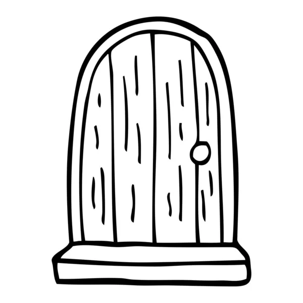 Kreslení Čar Kreslených Staré Dřevěné Dveře — Stockový vektor