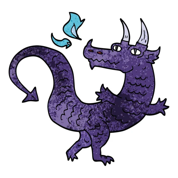 Dibujos Animados Garabato Dragón Mágico — Vector de stock