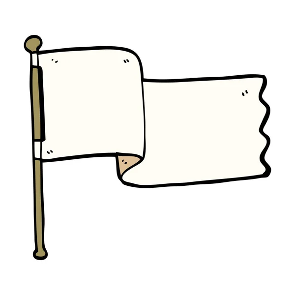 Cartoon Doodle Witte Vlag Zwaaien — Stockvector