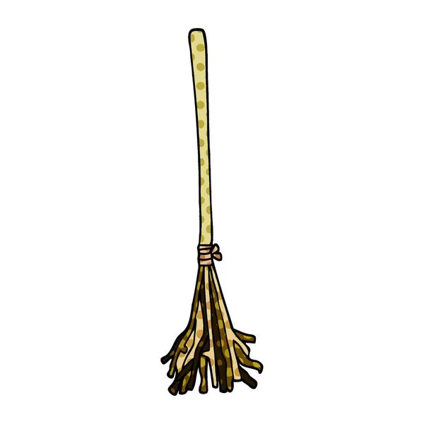 Kreskówka Doodle Magic Broom Laski — Wektor stockowy