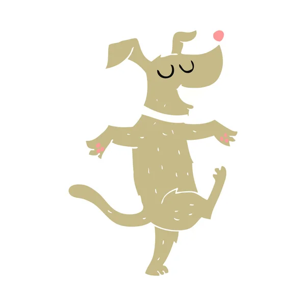 Flat Color Illustration Dancing Dog — Stock Vector