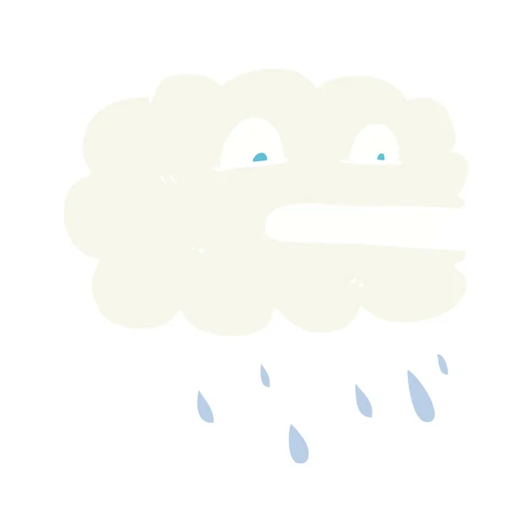 Flat Color Illustration Rain Cloud — Stock Vector
