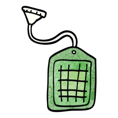 çizgi film doodle yeşil çay dize çanta