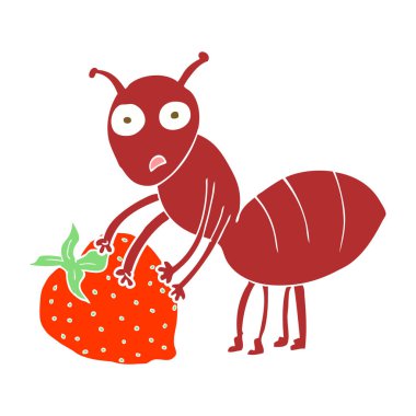 düz renk illüstrasyon berry ile karınca