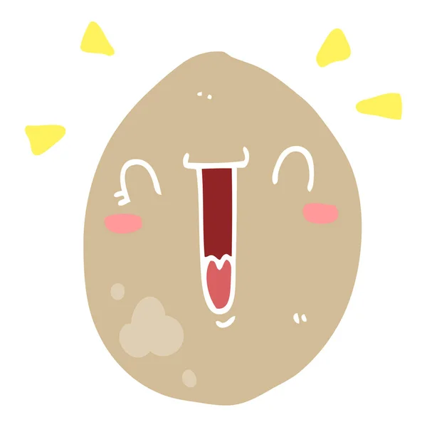 Gaya Datar Kartun Happy Egg - Stok Vektor