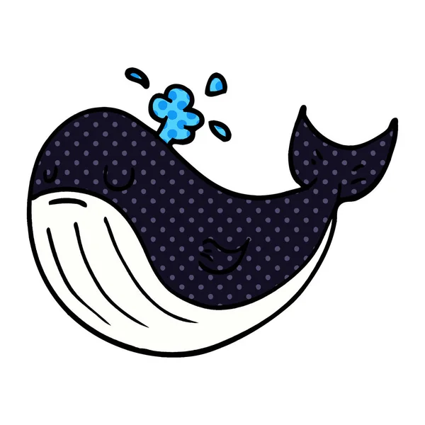 Dibujos Animados Garabato Ballena Sobre Fondo Blanco — Vector de stock