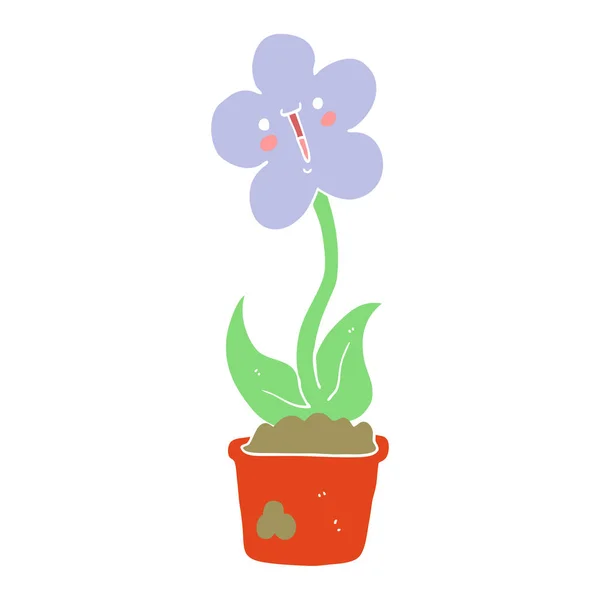 Cute Flat Color Style Cartoon Flower — Stock Vector