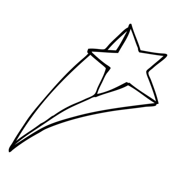 Linienzeichnung Cartoon Shooting Star — Stockvektor