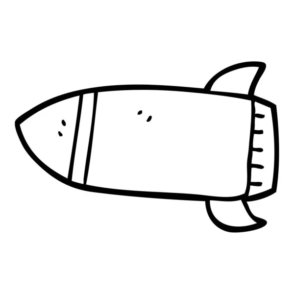 Linienzeichnung Cartoon Rakete — Stockvektor