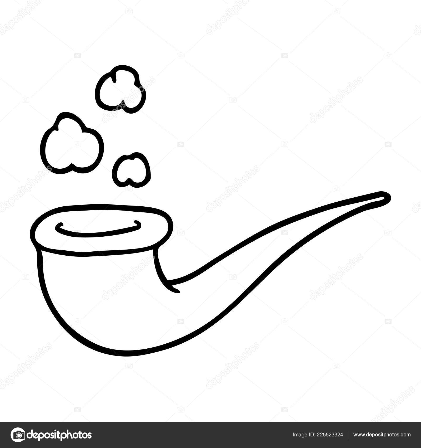 Line Drawing Cartoon Smoking Pipe Stock Vector C Lineartestpilot 225523324