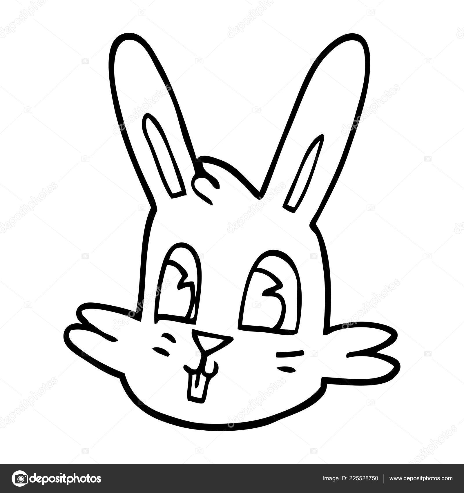 Line Drawing Cartoon Bunny Face Vector Image By C Lineartestpilot Vector Stock 225528750